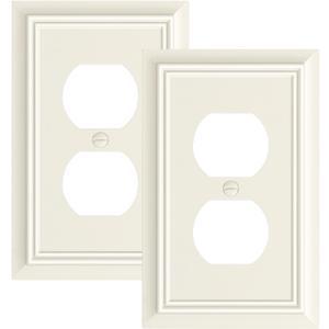 2-Pack Duplex Outlet Cover Plate, Decorative Light Almond Switch Plates and Outlet Covers, Natural Bamboo Fiber Wall Plates for Electrical Outlets, 1 Gang Receptacle Cover, Corrosion Resistant