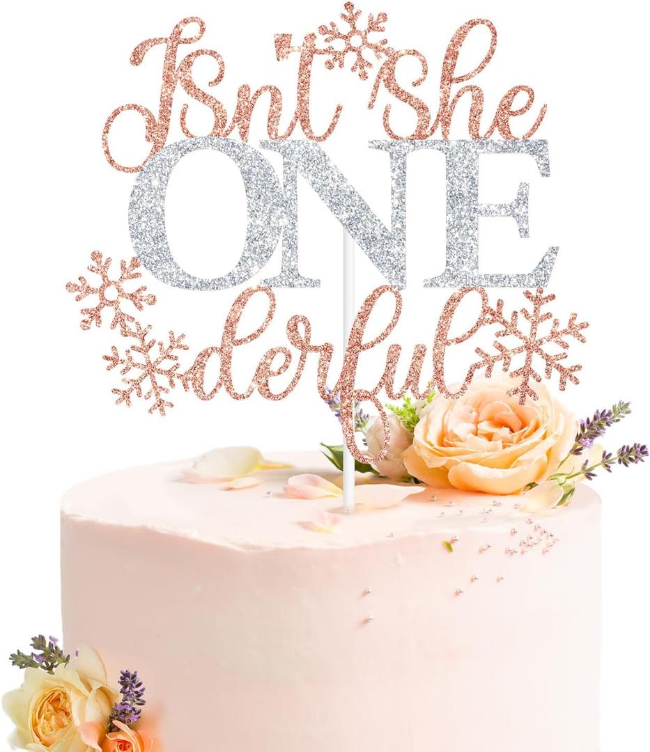 Isn't She Onederful Cake Topper, Winter Onederland, Miss Onederful Cake Decor, Frozen Snowflake Girls 1st Birthday Party Decorations