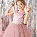 MCieloLuna Flower Girls Satin Tulle Princess Pageant Dress for Wedding Kids Pearls Prom Ball Gowns with Bow-Knot (2, White)