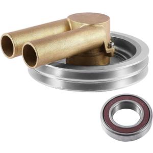21214596 (NSK Bearing) Raw Sea Water Pump With Double V Belt Pulley For Volvo Penta 4.3L 5.0L 5.7L V6 V8, Replaces# 3812697 3862487 3858229