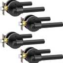 Asidrama 4 Pack Privacy Black Knurled Door Handles, Door Lever with Door Knobs Indoor for Bedroom or Bathroom, Heavy Duty Matter Black Door Handles Interior with Locks for Left Right Sided Doors