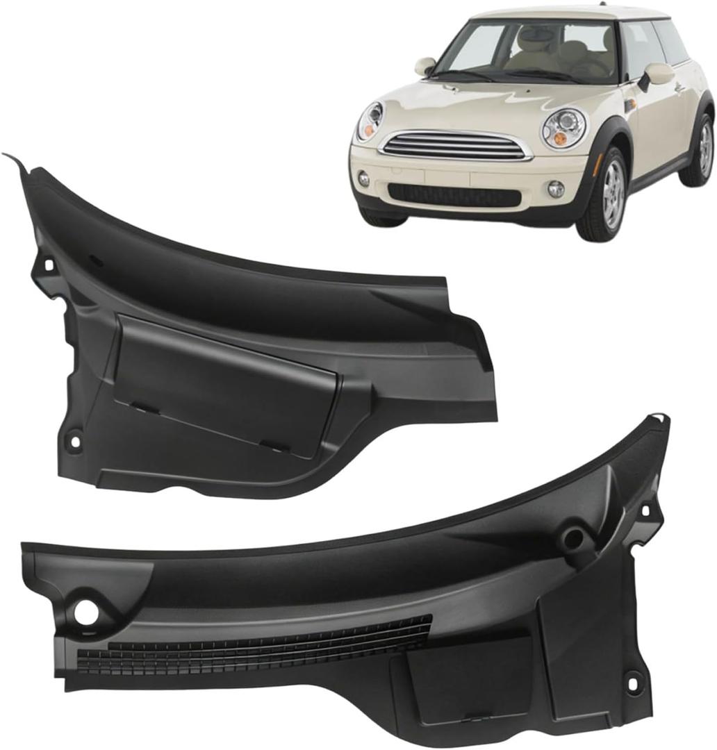 Windshield Wiper Cowl Panel Left & Right Pair Compatible with 2007-2015 Mini Cooper R55 R56 R57, Windshield Vent Grille Cover, Replaces# 51132751209 51132751210