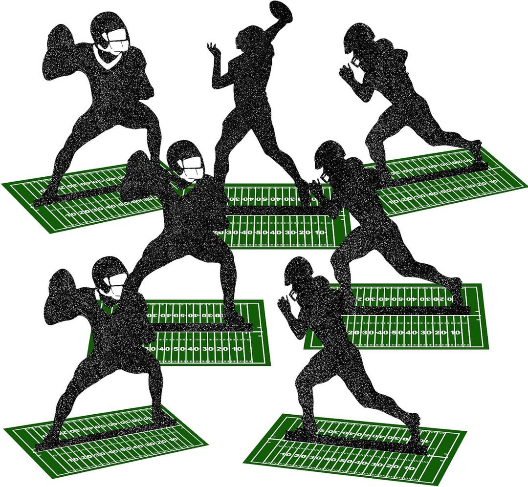 BBTO 9 Pieces Football Table Centerpiece Party Decorations Football Player Silhouette Centerpieces, 8 Inches and 3 Styles