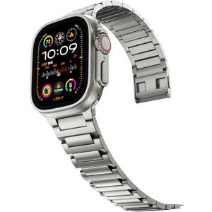 LULULOOK Luxury Band for Apple Watch Ultra 2/Ultra, Grade 4 Pure Titanium Band for iWatch 49MM with Magnetic Buckle, Super DLC Scratch Resistant - Size & Color Match Titanium Bracelet for Men