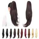 ponytail extension,24" claw clip hair extensions ponytail Long straight Hair Extension Natural Looking Synthetic Hairpiece for Women Dark Brown