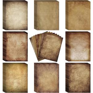 120 Pcs Vintage Stationery Paper 8.5 x 11 Inch Vintage Antique Letterhead Papers Double Sided Parchment Antique Colored Printed Paper for Letter Writing, Certificates, Diplomas, Resumes, 100 GSM