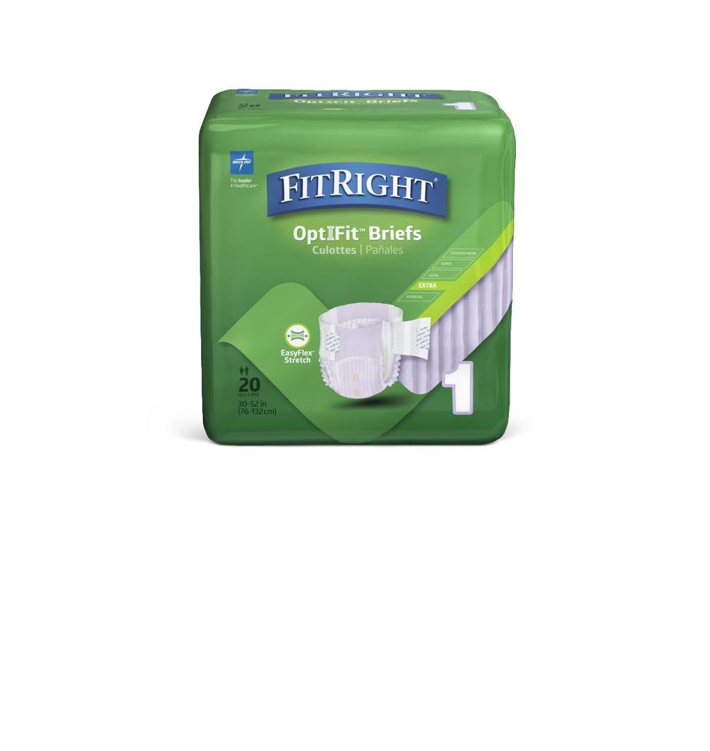 FitRight Extra-Stretch Adult Incontinence Briefs, Size M/L, for Waist Size 30"-52"