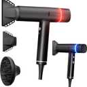 Hair Dryer, High-Speed Ionic Low Noise Blow Dryer, Powerful 1600 Watt Motor for Fast Drying and Straight & Wavy Hair, Lightweight, Professional Hairdryer with Diffuser & Nozzle for Home Salon Travel (Black)