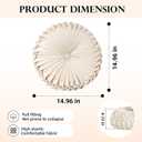 Teieas 2 Pcs Round Throw Pillows Decorative Pumpkin Velvet Boho Pleated Bed Pillows Back Support for Couch Chair Dorm Car 14.96'' (Sky Blue), One Size
