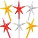 WILLBOND 6 Pieces Star Ceramic Christmas Tree Lights Replacement Plastic Light Star Tree Ornament Christmas Replacement Bulbs Decorations Accessories (Red, Gold, White)