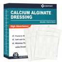 Ceeport Calcium Alginate Wound Dressing Pads, 4'' x 4'' Patches [10 Individual Pack], High Absorbency Dressing, Soft Wound Care Products, Comfortable & Gentle and Non Stick Gauze Pads for Wound Care