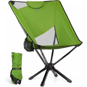 Portable High Back Camping Chair with Adjustable Height, Small Compact Outdoor Folding Chair for Adults Travel, Riselite Collapsible Lightweight Packable Camp Chairs, Easy Carry and Quick Setup (28.7"D x 30.5"W x 40.6"H, Green)