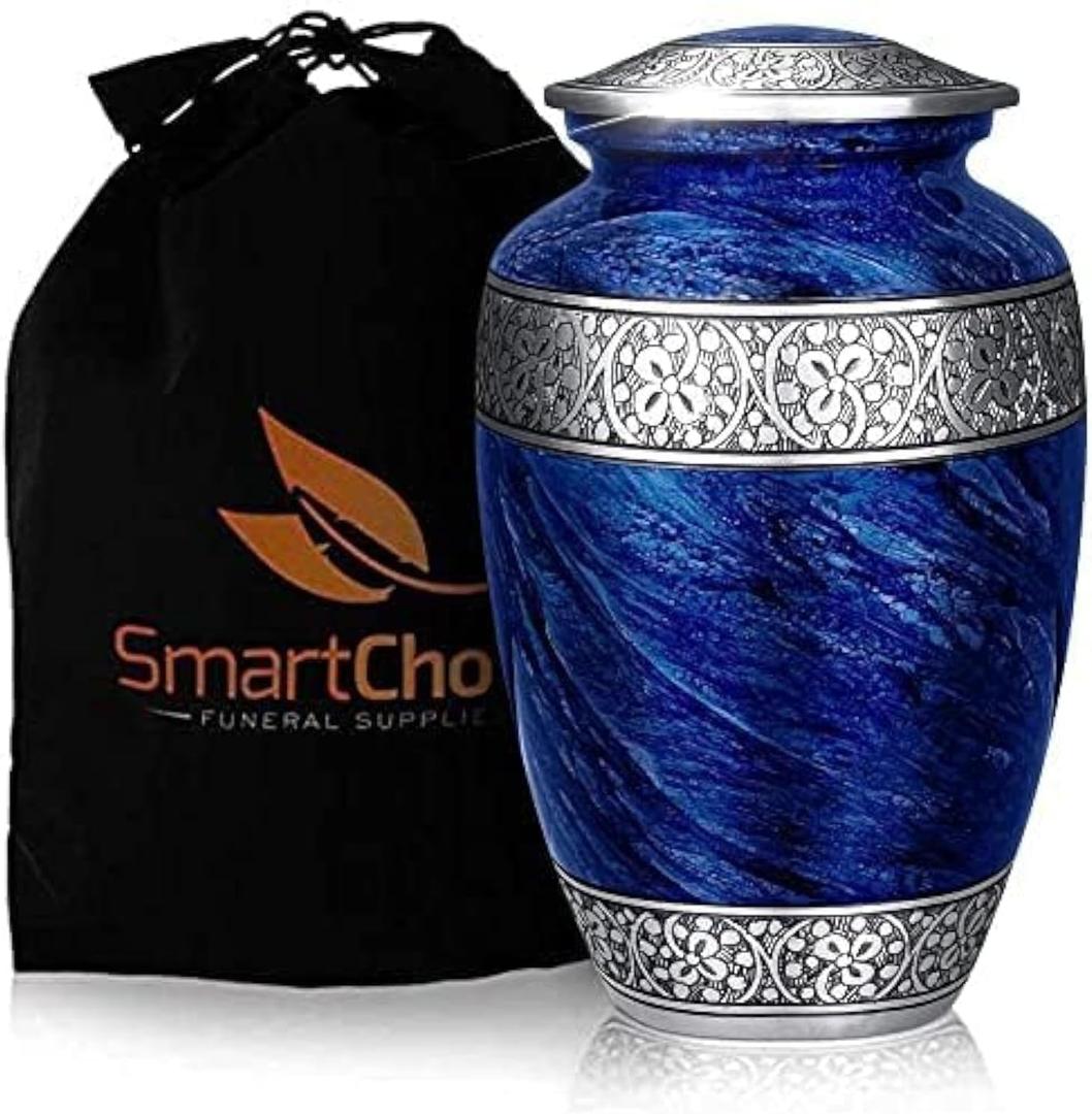 SmartChoice Adult Cremation Urn - Large Memorial Funeral Burial Urns (Adult (1 Count), Blue)