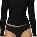 Sunzel Long Sleeve T Shirts for Women with Crew Neck, Double Lined Tops Slim Fit Basic Tee, Casual Undershirt Outfits (Small, Black)