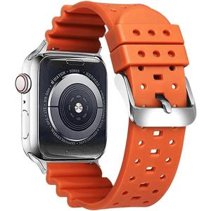 Compatible with Apple Watch Bands 49mm 46mm 45mm 44mm 42mm 41mm 40mm 38mm Silicone Replacement Diver Sport Watch Straps for Series 11/10/9/8/7/6/5/4/3 Ultra/SE 3/2/1 for Men and Women (Orange)