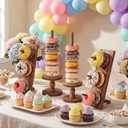 Zhehao 4 Pcs Donut Stand Acacia Wood Display Dessert Donut Wall Holders Bagel Stand Display Table Decoration for Party, Dessert Table, Birthday, Wedding, Baby Shower, Bridal Showers