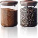 Glass Coffee Container - 10 oz Pop Top Coffee Storage Airtight Canister, Large Ground Coffee Containers Coffee Jars with Lids, 0.63lb, 2 Pack
