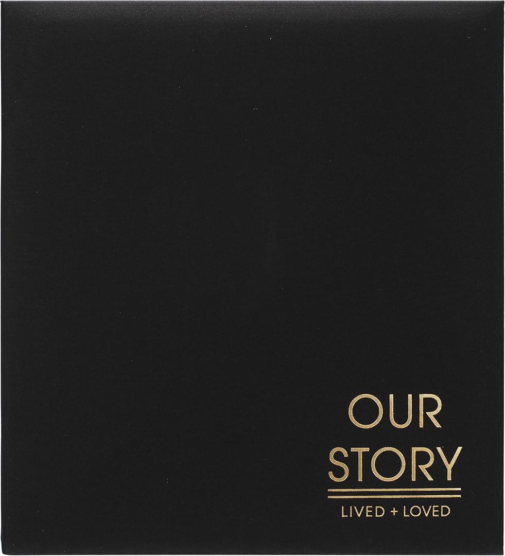 Malden International Designs 5 Up 4x6 Our Story Lived + Loved Black Fabric Post bound Photo Album Hard Cover (7135-56)