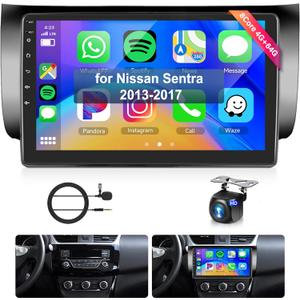 8Core4+64G Car Stereo for Nissan Sentra 2013-2017 Wireless CarPlay/Android Auto Android Radio with Qualcomm 10.1" IPS Touch Screen,BT5.1,DSP,GPS,SWC,Backup Camera for Nissan Sentra Car Radio