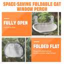 Homegroove Cat Window Perch, 18 x 12 Inch Foldable Cat Hammock for Window with Sturdy Metal Frame, Breathable Cordless Window Bed for Resting Seat for Indoor Cats (Grey, 18 x 12 Inch)