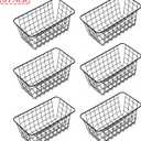 6 Pack Wire Storage Baskets Household Metal Wall-Mounted Containers Organizer Bins for Kitchen Bathroom Freezer Pantry Closet Laundry Room Cabinets Garage Shelf, Medium