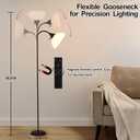 Floor Lamps for Living Room with Remote Control, Stepless Brightness Adjustable and 2700K-6500K Color Temperature, Adjustable Standing Lamp, Tall Standing Lamp for Bedroom Living Room Office