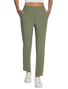 baleaf Womens Business Casual Pants Stretch Travel Pants On Airport with Zipper Pockets Dressy Slacks Golf Work Pull on, L
