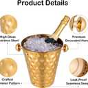 BARsics Luxury Floor-Standing 5-Quart Stainless Steel Champagne Ice Bucket Set Gold