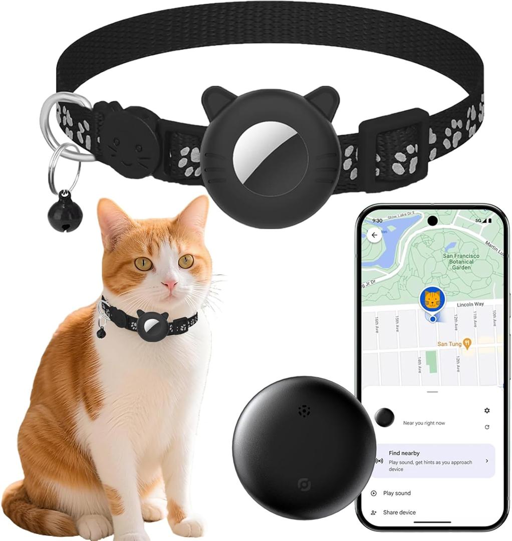 GPS Cat Tracker with Collar, Smart Tracker for Cats - No Subscription | Waterproof | Real-Time Tracking | 365-Day Battery Life, Pets Locator for Small Dogs, Cat Anti-Lost Device (Android Only)