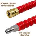 Twinkle Star 50FT Pressure Washer Hose with 3/8 Inch Quick Connect, High Tensile Wire Braided Power Washer Hose, 5,800 PSI
