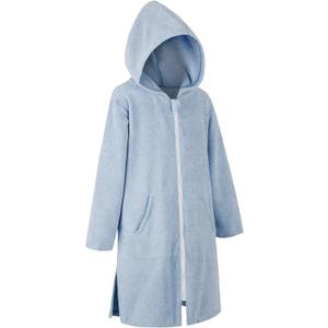 MissShorthair Hooded Towel Robe for Kid, Zipper Beach Cover Up, Swim Changing Robe for Boy, Girls Bath Towelling Poncho (5-7 Years, Zipper Style Light Blue)