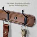 Coat Hooks Wall Mount, Wood Bamboo Wall Coat Rack with 4 Metal Hooks for Hanging Clothes, Towels, Keys, Bags (Brown&Black)