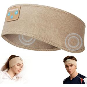 Perytong Sleep Headphones, Bluetooth 5.4 Sleep Headphones for Side Sleepers with Ultra-Thin HD Stereo Speakers, Wireless Earphones Sweat Resistant Sport for Men Women (Light Coffee)