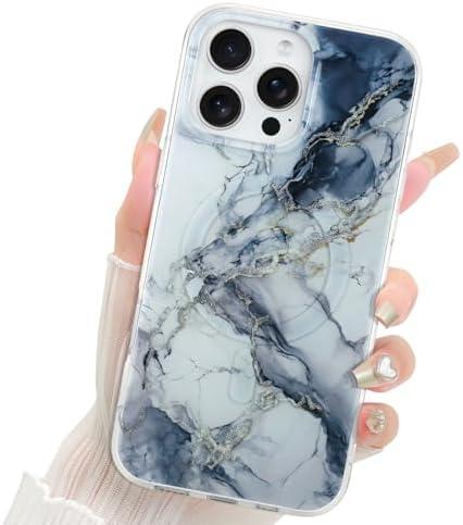 Fiyart Designed for iPhone 16 Pro Case Marble Pattern Compatible with MagSafe Wireless Charging,Cute Anti-Scratch Phone Cover for Women Girls 6.3"- Grey White