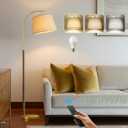 63" Wood Floor Lamp for Living Room Dimmable Standing Lamp with Remote & Foot Switch, 3 Color Temperatures Tall Lamp Mid Century Modern Floor Lamp for Bedroom Office, 9W Bulb Included, Chestnut