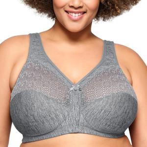 Glamorise Women's Plus Size Magic Lift Moisture Control Bra Wire free #1064 (38H, Gray Heather)