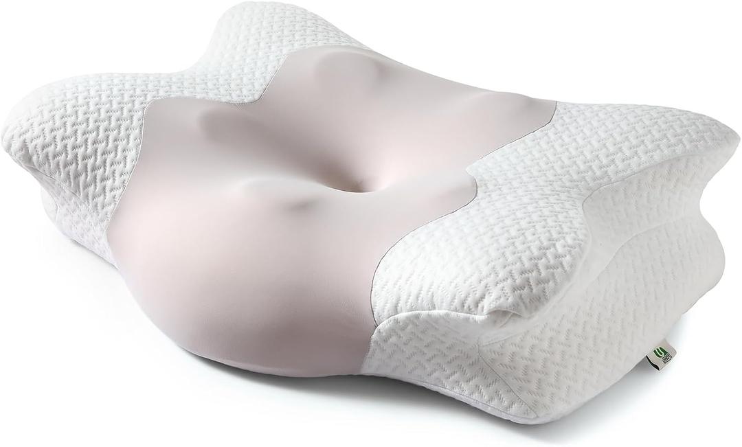 Cervical Neck Pillow for Sleeping, Adjustable Ergonomic Pillow, Contour Neck Support Side Sleeper Pillows for Adults, Memory Foam Pillow for Neck and Shoulder Pain Relief, Back,Stomach Sleeper