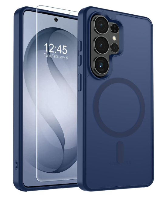 SUPFINE Magnetic for Samsung Galaxy S26 Ultra Case with Screen Protector, (Builtin Magnets) (Military Grade Drop Protection) Slim Translucent Shockproof Phone Case,Sapphire Blue