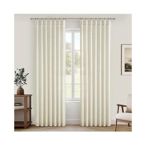 Cream Beige Linen Sheer Curtains 90 Inches Long for Dining Room 2 Panels Set, Pinch Pleated Light Filtering Nursery Curtain with Back Tab Ceiling Track Thick Privacy Drapes for 40 x 90 Inch Windows
