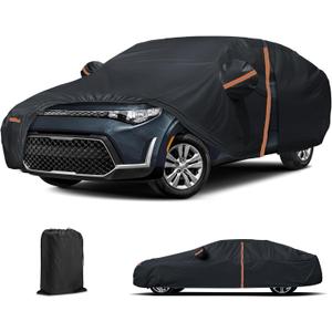 Cover for Kia Soul 2010-2025, Toyota Prius, Nissan Leaf, Mazda 3, Subaru Impreza, Volkswagen Golf, Full Exterior Cover with Zipper, Outdoor Car Cover Sun UV Rain Snow Wind Protection (Black)