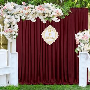 Burgundy Backdrop Curtains Photo Booth Background: 6 Panels 5ft x 10ft Polyester Fabric Drapes - for Party Anniversary Stage Ceremony Decorations