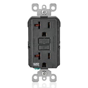 Leviton GFCI Weather-Resistant Outlet, 20 Amp, Self Test, Non Tamper-Resistant with LED Indicator Light, Outdoor Locations, GFWR2-E, Black