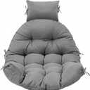 Tudomro Waterproof Egg Chair Cushion with Pillow Filling 2.58 kg Replacement Rocking Wicker Chair Cushion 48" x 32" High Back Hanging Swing Hammock Pad Thicken for Outdoor Patio Garden (Dark Gray)