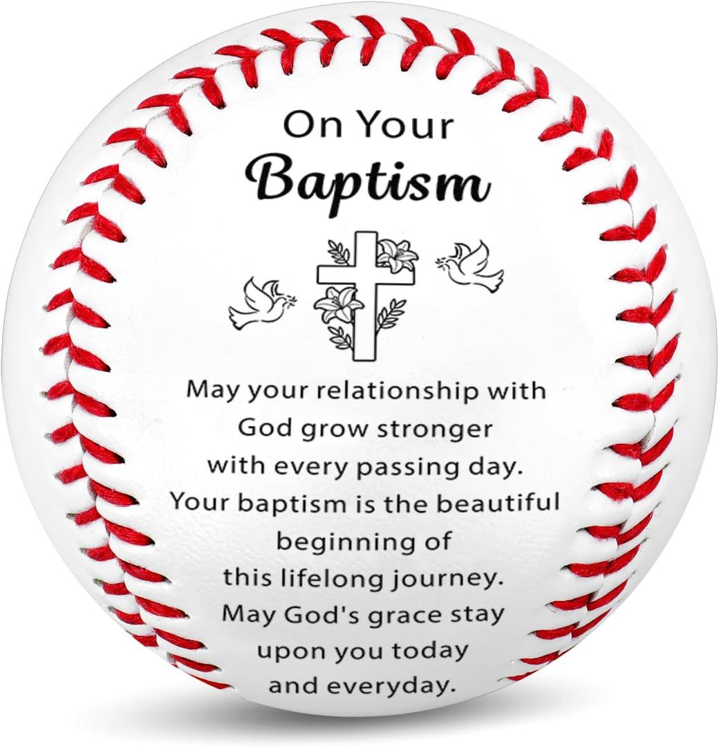 Fleure Esme Baptism Gifts for Boys Girls Religious Baseball Keepsake with Blessing Message Christian Baptism Gifts for Teen, Women, Men Faith Gift for Christening, Communion Gift Boxed