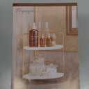 FSyueyun 2Tier Corner Bathroom Counter Organizer, ToolLess Installation Vanity Shelf Small Plastics Countertop Makeup Tray Skincare Perfume Organizers (Gold)