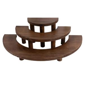 18" Brown 3 Tier Wooden Semicircle Cupcake Dessert Stands | Wooden Cup Cake Stand for Birthday Wedding Party Events Reception Catering Decorations Supplies