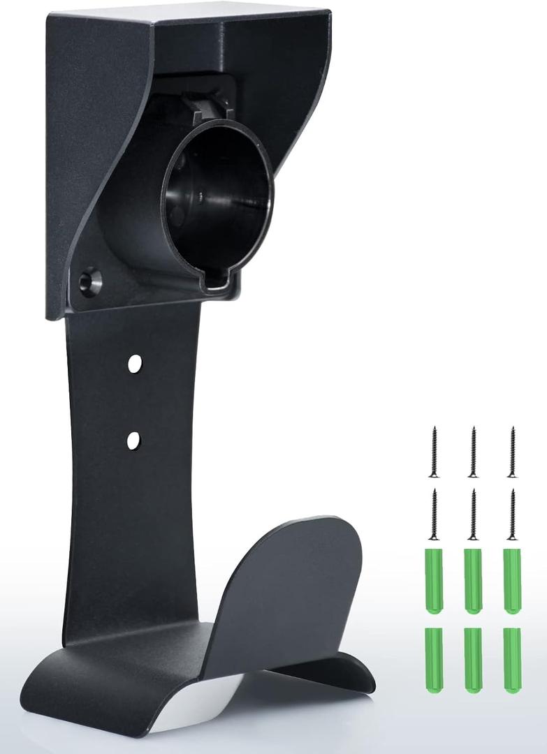 EV Charger Holder Wall Mount J1772 Holder, No Cable Cutting, Outdoor/Indoor, EV Cable Holder and Electric Car Plug Nozzle Holster Dock Combination for SAE J1772 Connector