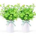 2 Pack Artificial Plants Outdoor Clover Plant Four Leaf with Boston Fern Mason Jar Table Centerpiece, Fake Bushes Shrubs Plants Centerpiece Decor for St. Patrick's Day Spring Garden Home Farmhouse