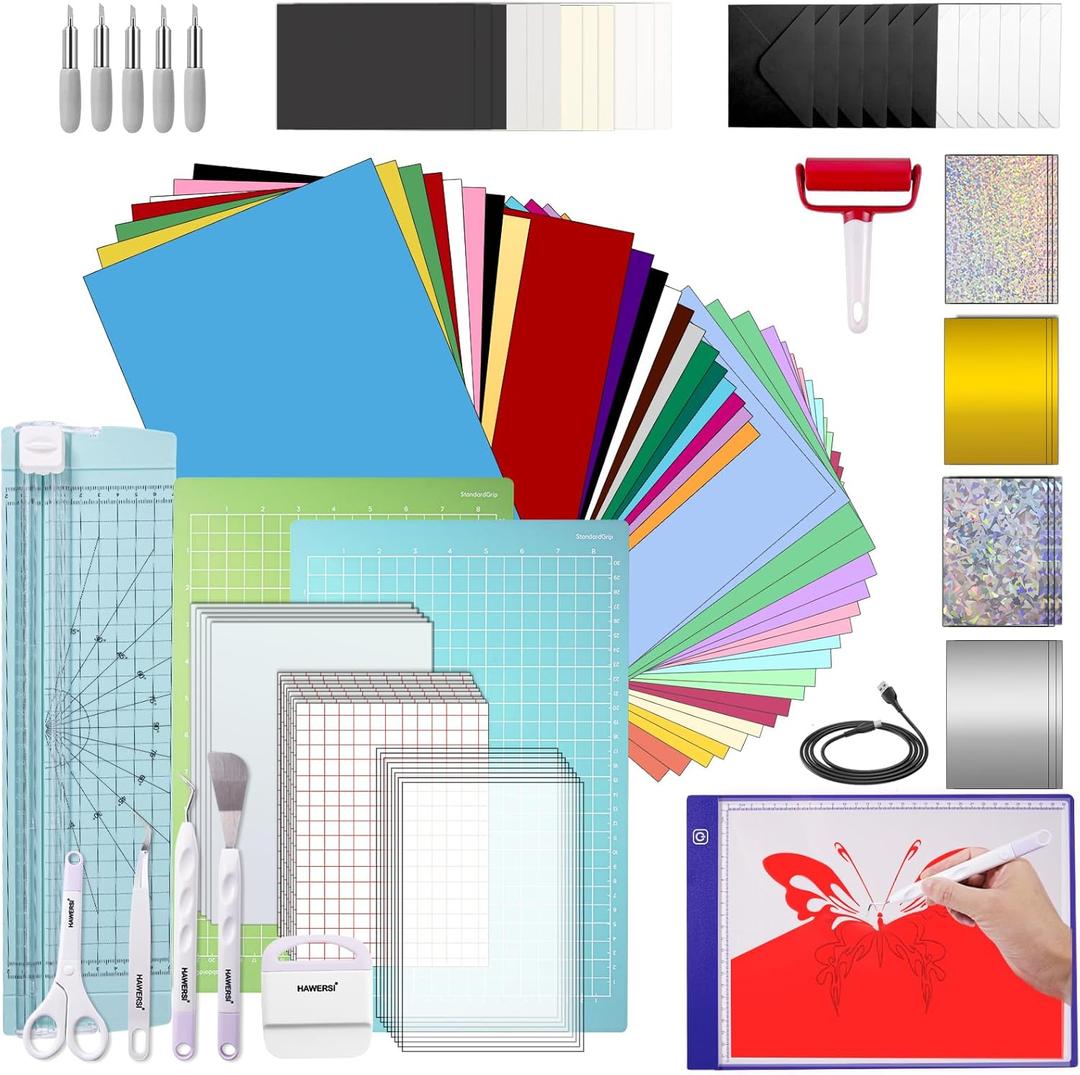 Starter Kit for Cricut Joy Xtra,116Pcs Accessories Bundle and Supplies for Cutting Machine,Beginner Craft Tool Set,Material Bundle with Weeding Tool,Paper Trimmer,Replacement Blade,Brayer Roller