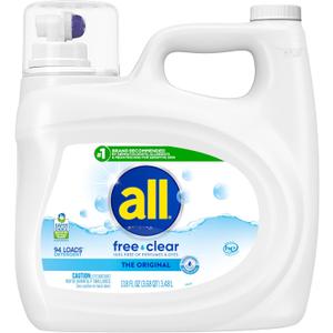 All Liquid Laundry Detergent Free Clear, 118 Ounce, 94 Loads